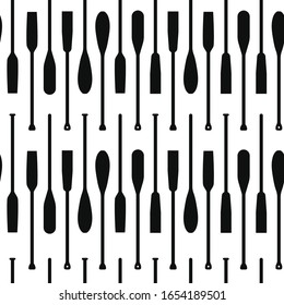 Seamless pattern with oars paddle silhouette on white background. Printble ornament for home decor in trend style. Vector Illustration