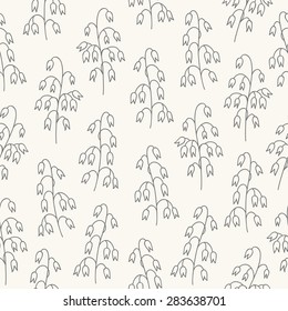 Seamless pattern with oats. Contour drawing vector illustration. Perfect for wallpapers, wrapping papers, bakery menu, web page background, textile 