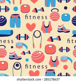 seamless pattern objects for sport on a light background