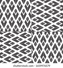 Seamless pattern with oblique black arrow segments