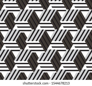 Seamless pattern with oblique black bands(cube).