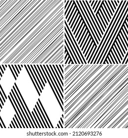seamless pattern with oblique black lines. 4 different vector patterns in the same package(eps). One pattern is paid and 3 are free (white dividing lines)