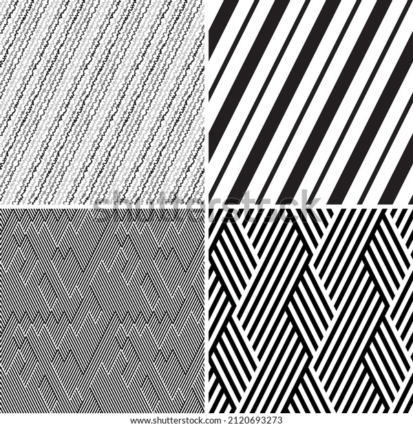 seamless pattern with oblique black\
lines. 4 different vector patterns in the same package(eps). One\
pattern is paid and 3 are free (white dividing\
lines)