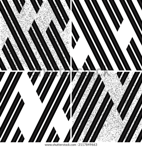 Seamless pattern with oblique black\
segments. 4 different vector patterns in the same package(eps). One\
pattern is paid and 3 are free (white dividing lines).\
