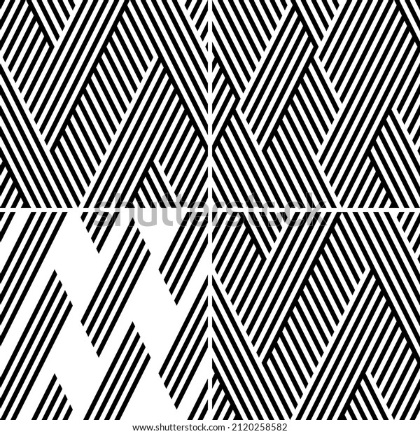 seamless pattern with oblique black\
segments. 4 different vector patterns in the same package(eps). One\
pattern is paid and 3 are free (white dividing\
lines)