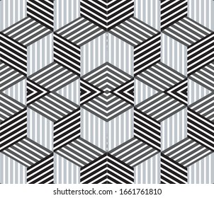 Seamless pattern with oblique black segments(cube)