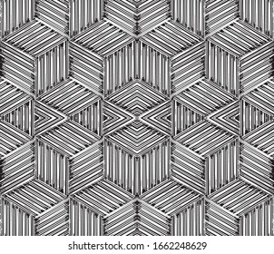 Seamless pattern with oblique black segments(cube)