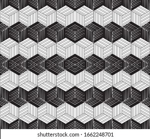 Seamless pattern with oblique black segments(cube)