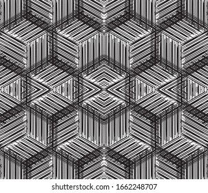 Seamless pattern with oblique black segments(cube)