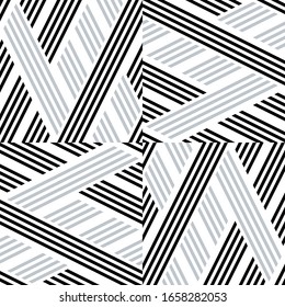 Seamless pattern with oblique black and silver gray segments