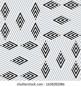 Seamless pattern with oblique black and silver gray segments