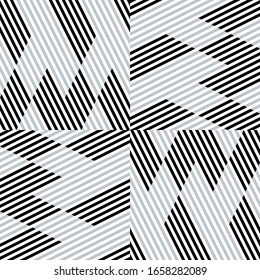 Seamless pattern with oblique black and silver gray segments