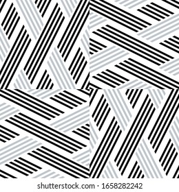 Seamless pattern with oblique black and silver gray segments