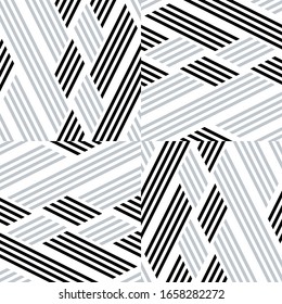 Seamless pattern with oblique black and silver gray segments