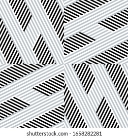 Seamless pattern with oblique black and silver gray segments