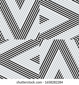 Seamless pattern with oblique black and silver gray segments