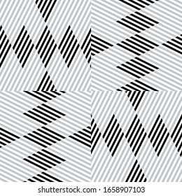 Seamless pattern with oblique black and silver gray segments