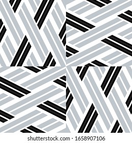 Seamless pattern with oblique black and silver gray segments