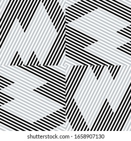Seamless pattern with oblique black and silver gray segments