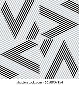 Seamless pattern with oblique black and silver gray segments