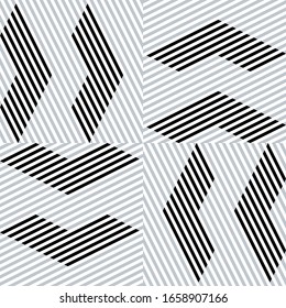 Seamless pattern with oblique black and silver gray segments