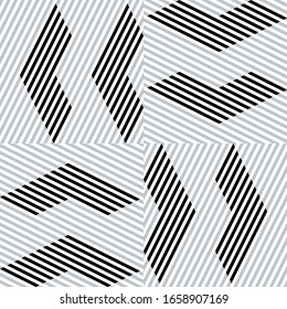 Seamless pattern with oblique black and silver gray segments
