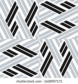 Seamless pattern with oblique black and silver gray segments