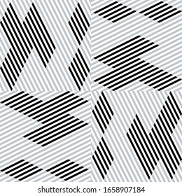 Seamless pattern with oblique black and silver gray segments