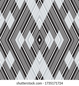 Seamless pattern with oblique black and silver gray  segments