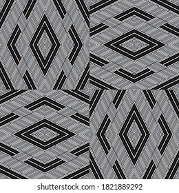 Seamless pattern with oblique black and silver gray bands