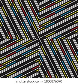 Seamless pattern with oblique colored bands