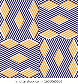 Seamless pattern with oblique colored segments