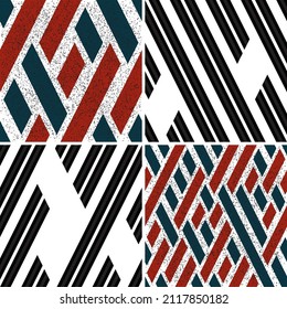 Seamless pattern with oblique colored segments. 4 different vector patterns in the same package(eps). One pattern is paid and 3 are free (white dividing lines). 