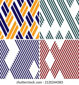 seamless pattern with oblique colored segments. 4 different vector patterns in the same package(eps). One pattern is paid and 3 are free (white dividing lines)