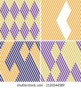 seamless pattern with oblique colored segments. 4 different vector patterns in the same package(eps). One pattern is paid and 3 are free (white dividing lines)