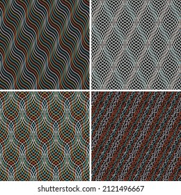 seamless pattern with oblique colored segments. 4 different vector patterns in the same package(eps). One pattern is paid and 3 are free (white dividing lines)