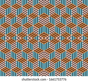 Seamless pattern with oblique colored segments(cube)