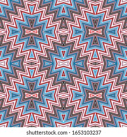 Seamless pattern with oblique colored zigzag lines