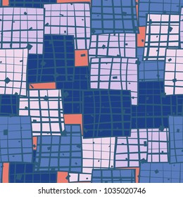 A seamless pattern of oblique multicolored squares that are not neatly striated.