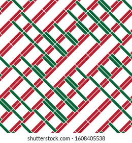 Seamless pattern with oblique red and green segments