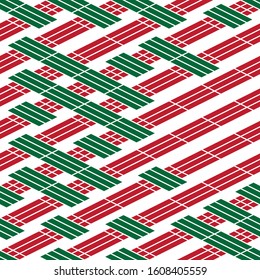 Seamless pattern with oblique red and green segments