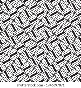 Seamless pattern with oblique wavy black segments