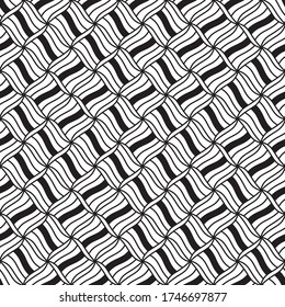 Seamless pattern with oblique wavy black segments