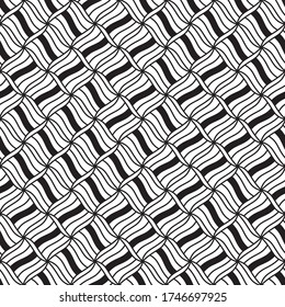 Seamless pattern with oblique wavy black segments
