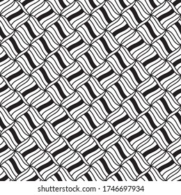 Seamless pattern with oblique wavy black segments
