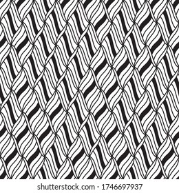 Seamless pattern with oblique wavy black segments
