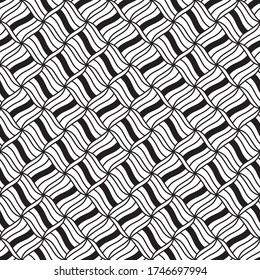 Seamless pattern with oblique wavy black segments