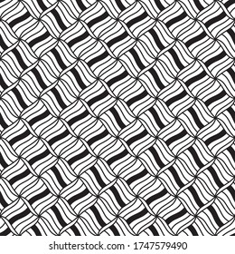 Seamless pattern with oblique wavy black segments