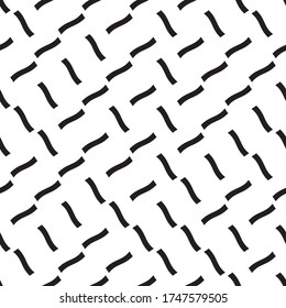 Seamless pattern with oblique wavy black segments