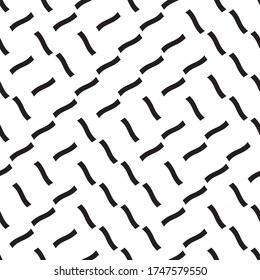 Seamless pattern with oblique wavy black segments